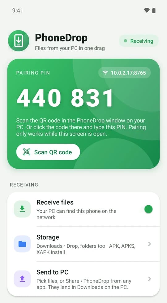 Android receiver app